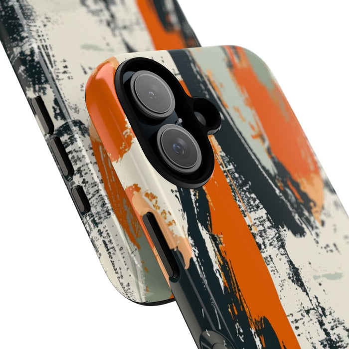 Abstract Oranje-Zwart Penseelstrepenpatroon