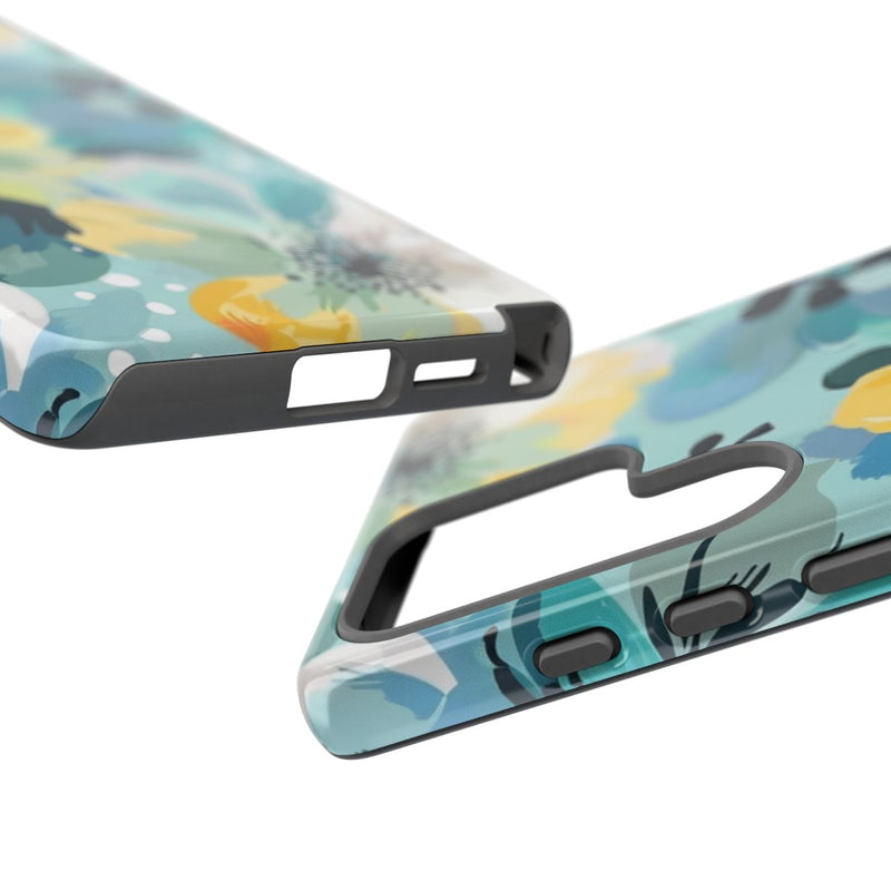 Turquoise Bloemenpatroon met Stippen