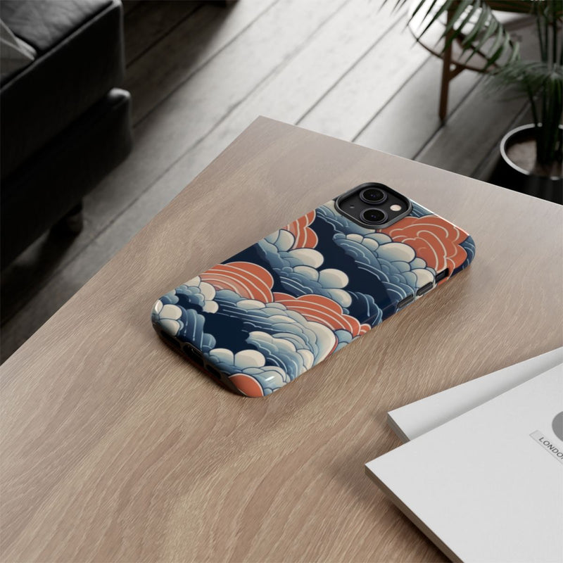 Gestileerd Wolkenpatroon in Blauw en Oranje