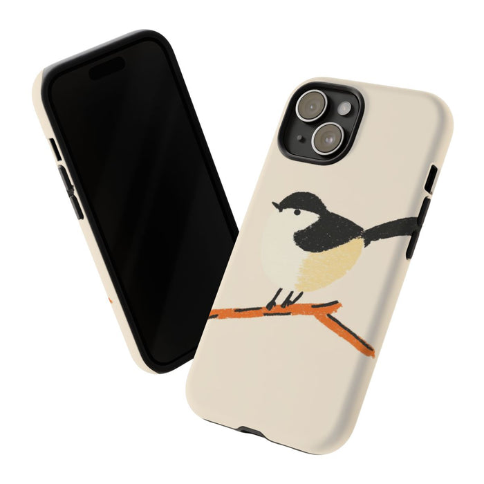 Minimalistische Vogelillustratie op Tak