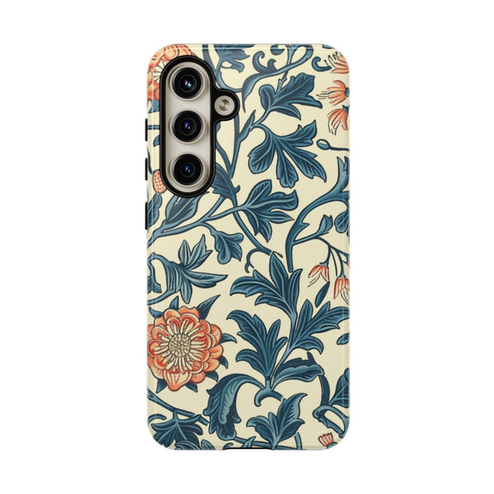 Blauw-Oranje Bloemenpatroon