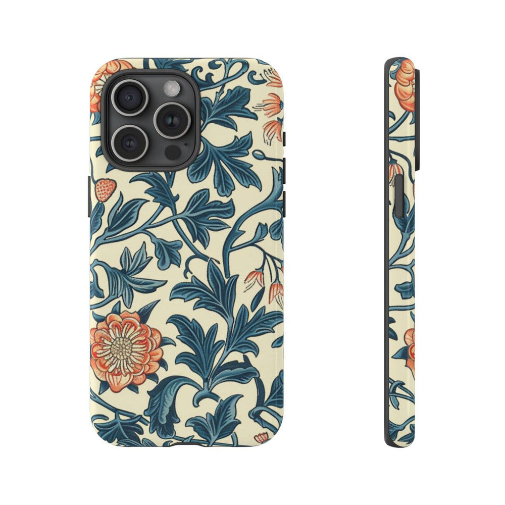 Blauw-Oranje Bloemenpatroon