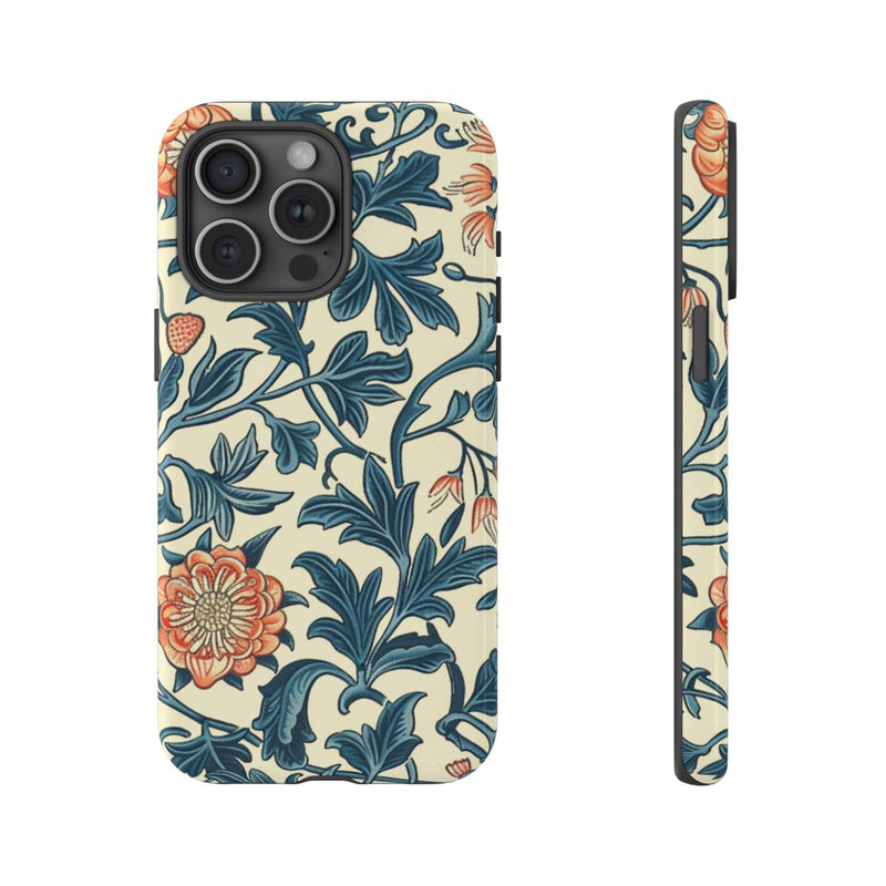 Blauw-Oranje Bloemenpatroon