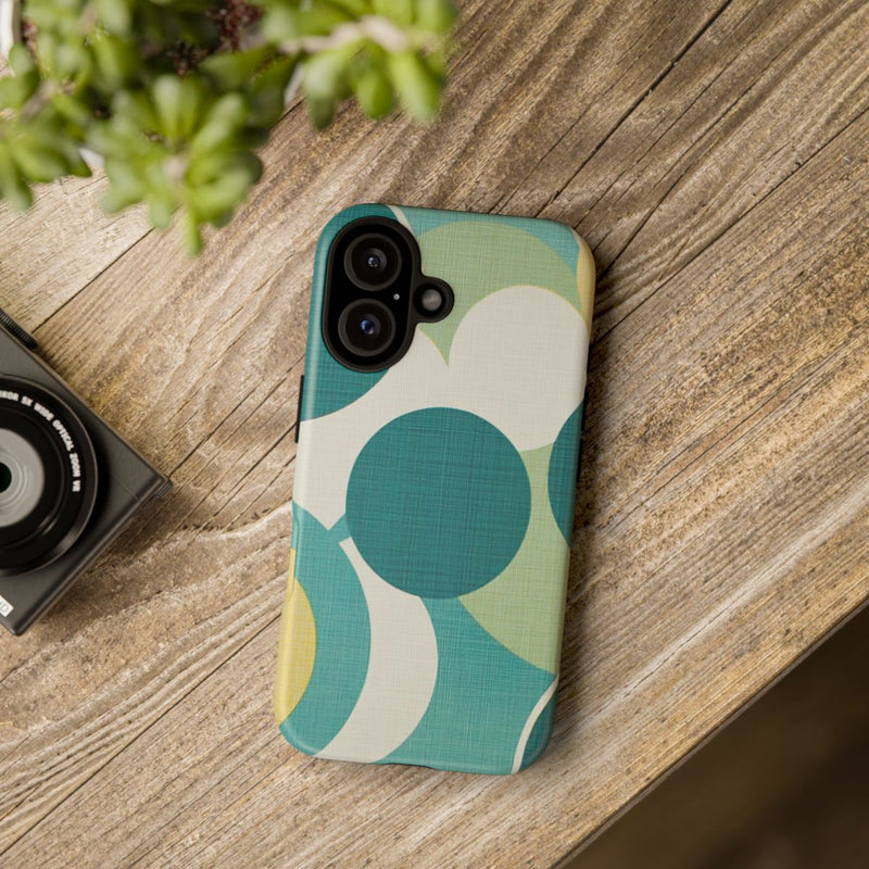 Retro Patroon met Blauwe en Gele Cirkels