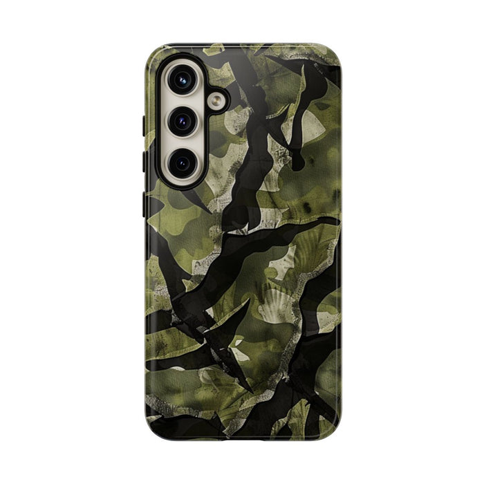 Groen Camouflagepatroon met Zwarte Abstracte Vormen