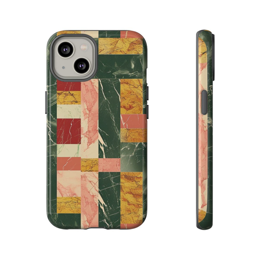 Retro Marmerpatroon in Geometrische Blokken