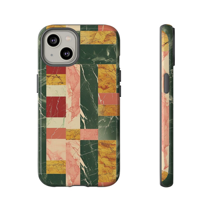 Retro Marmerpatroon in Geometrische Blokken