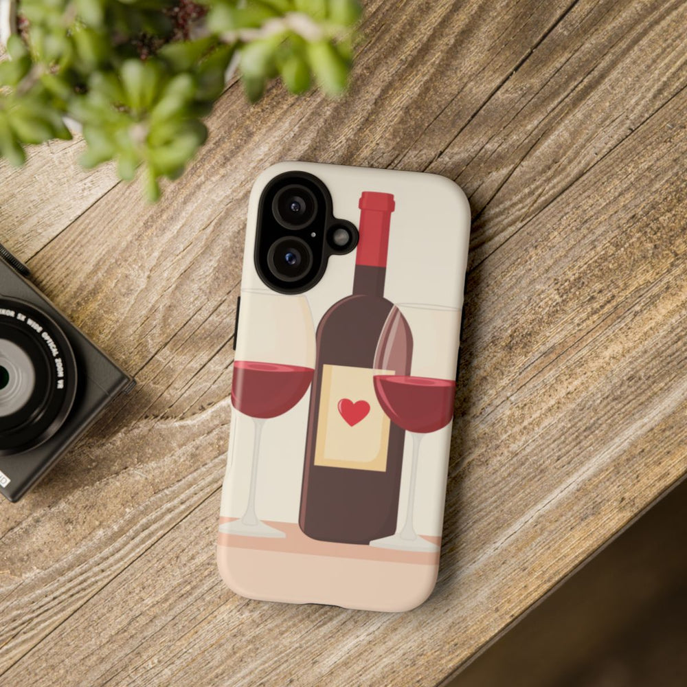 Rode Wijnfles met Twee Glazen Illustratie