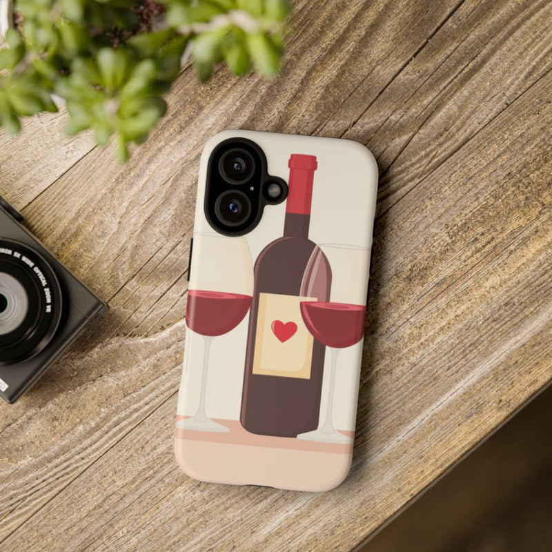 Rode Wijnfles met Twee Glazen Illustratie