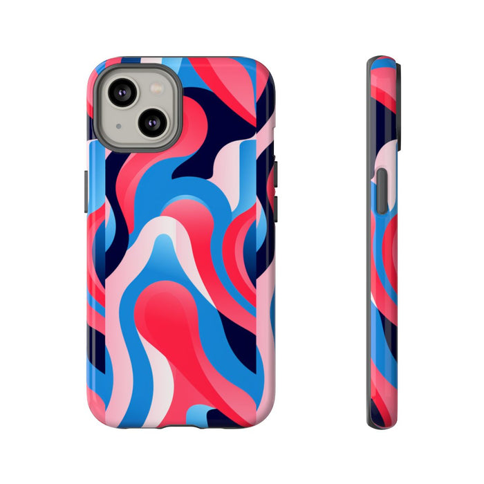 Blauw-Rood Abstract Golvend Patroon