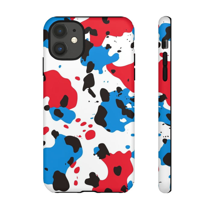 Rood-Blauw Abstracte Vlekkenprint