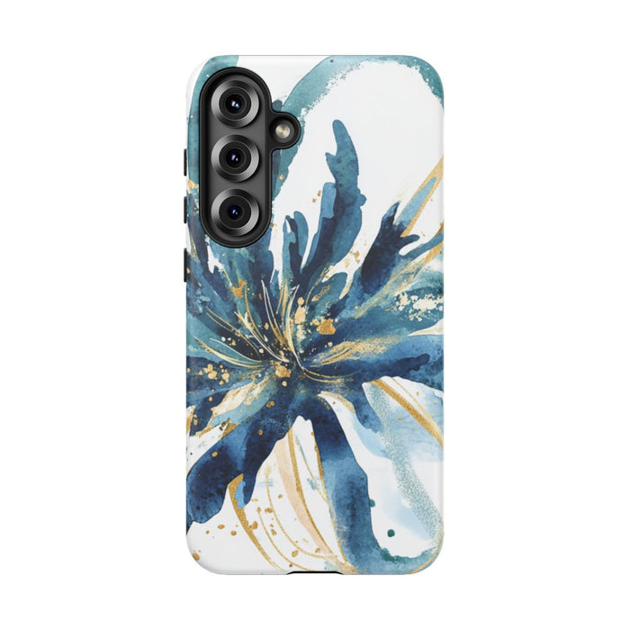 Abstracte Blauwe Bloemen Waterverf Design
