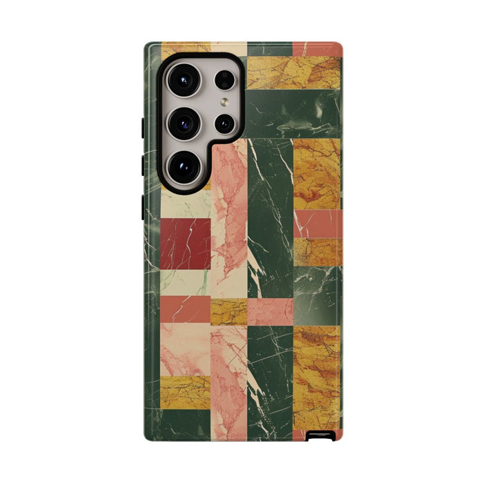 Retro Marmerpatroon in Geometrische Blokken