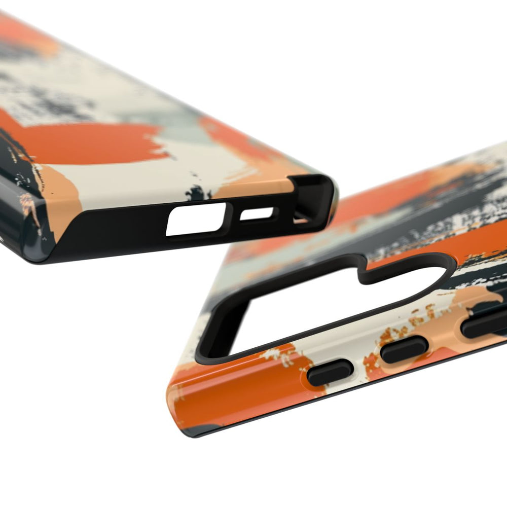 Abstract Oranje-Zwart Penseelstrepenpatroon
