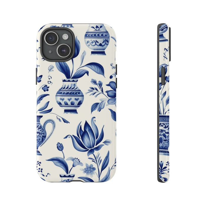 Blauw Bloemmotief met Delfts Vaaspatroon
