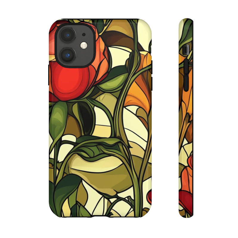 Rood-Oranje Art Nouveau Bloemmotief