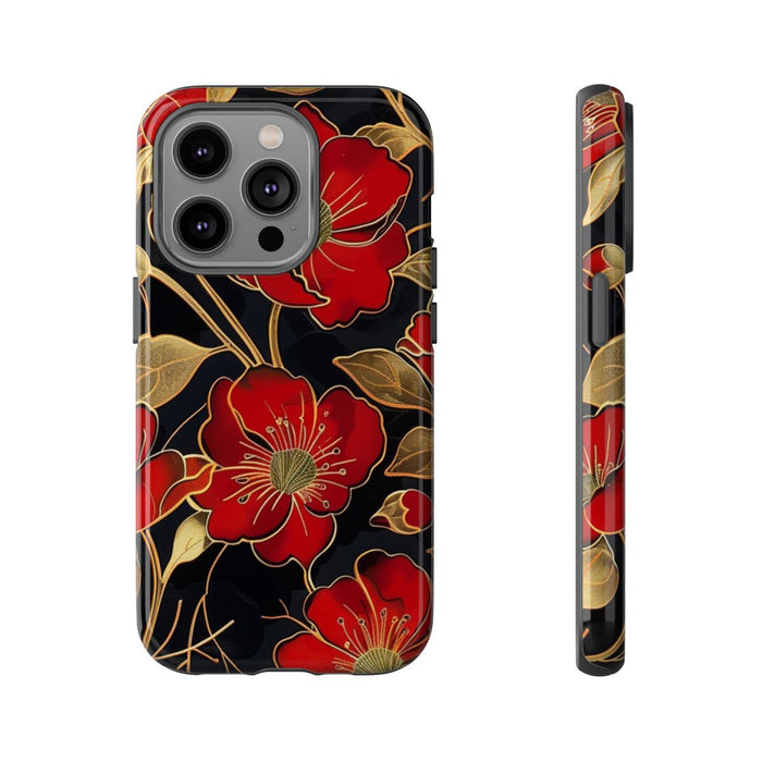 Rood-Gouden Bloemenpatroon