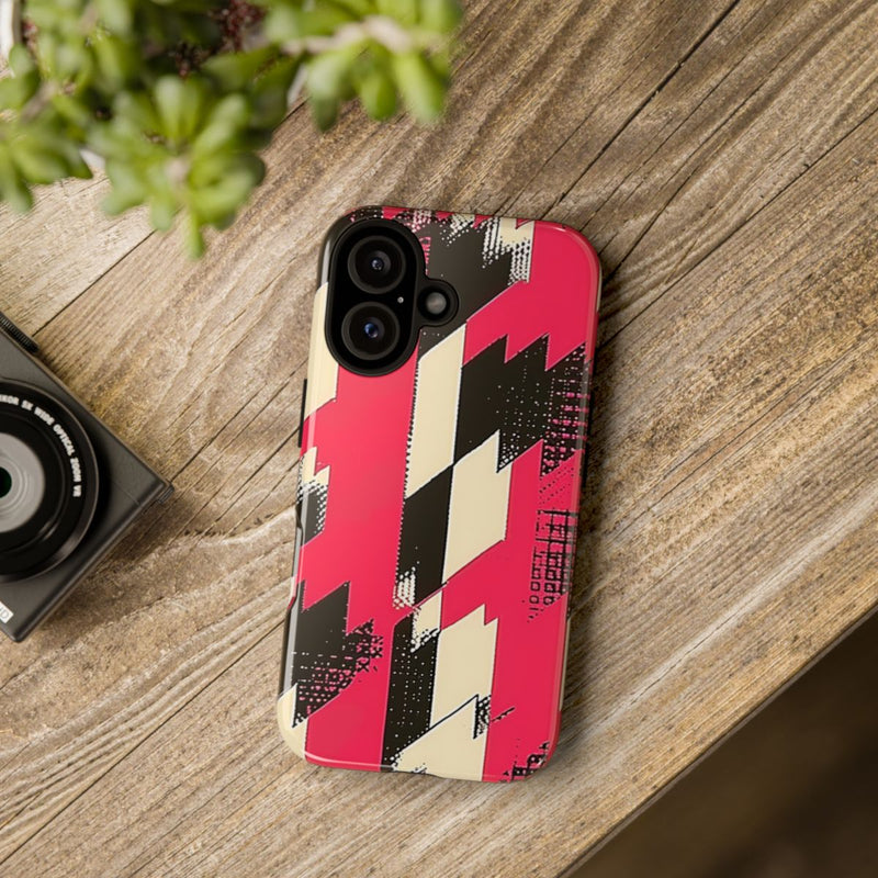 Roze en Zwart Pied-de-Poule Patroon