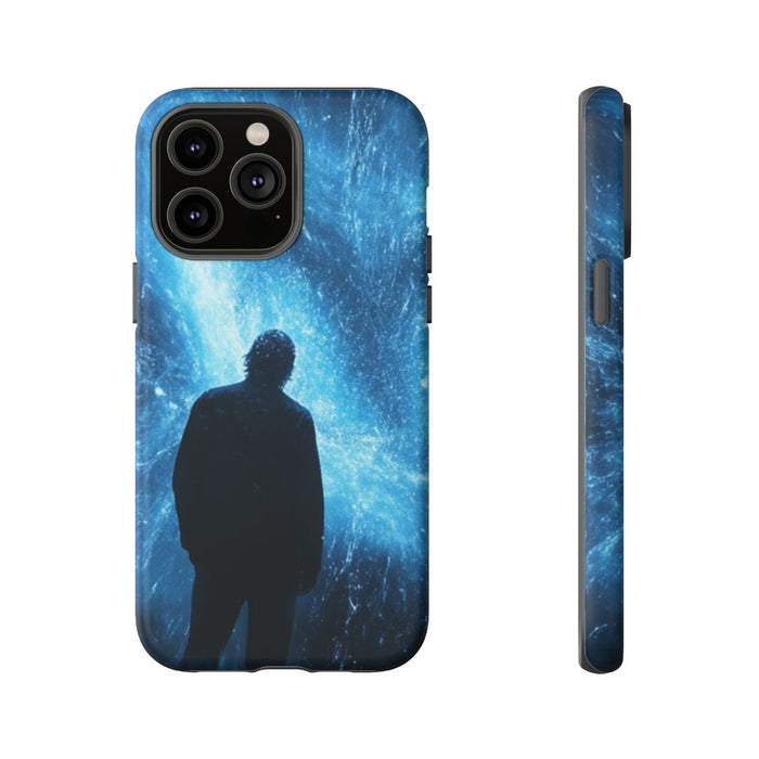 Silhouet met Blauwe Lichtflits