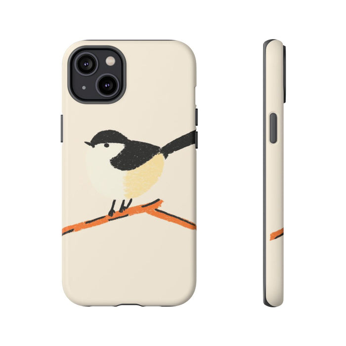 Minimalistische Vogelillustratie op Tak