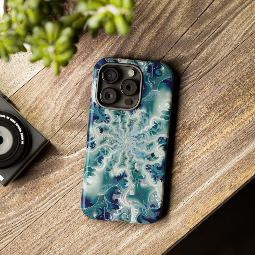 Blauw-Groene Fractalwerveling met Glans