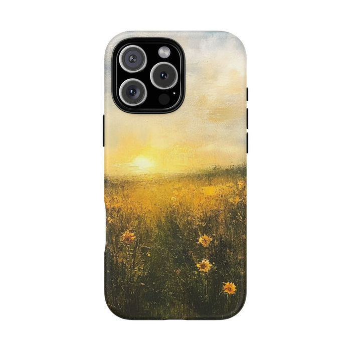 Zonnige Bloemenweide in Schilderstijl