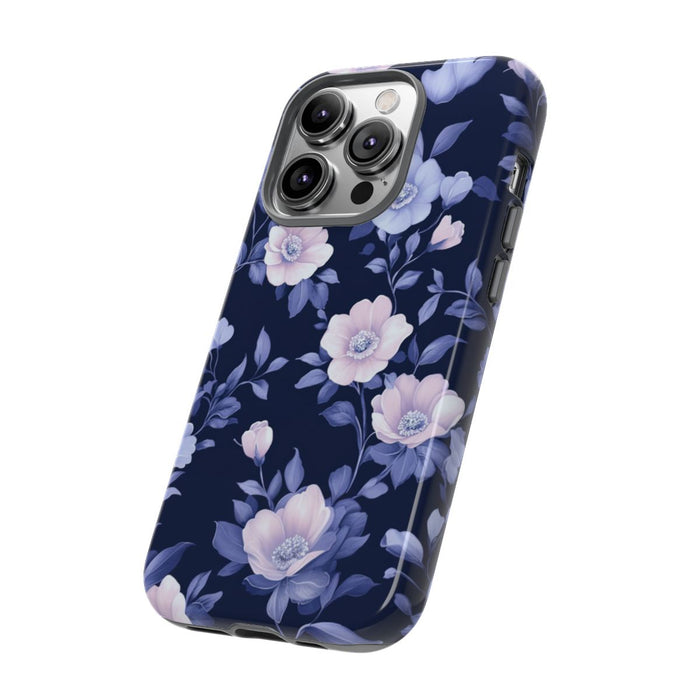 Elegant Blauw-Roze Bloemenpatroon