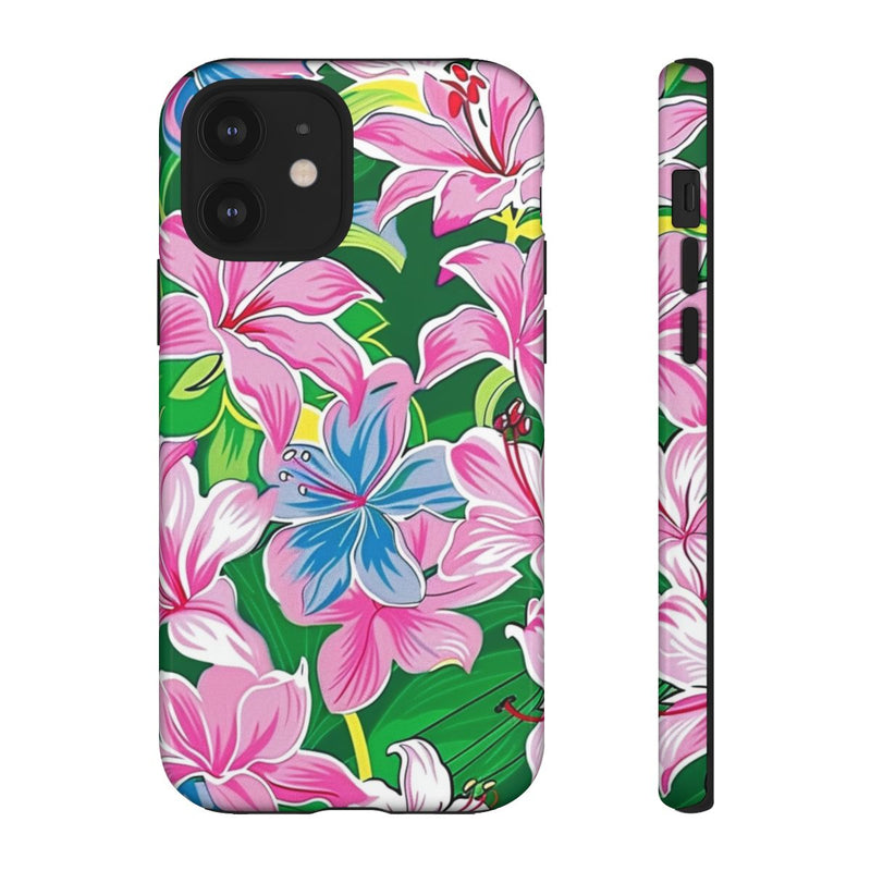 Roze en Blauwe Bloemenprint