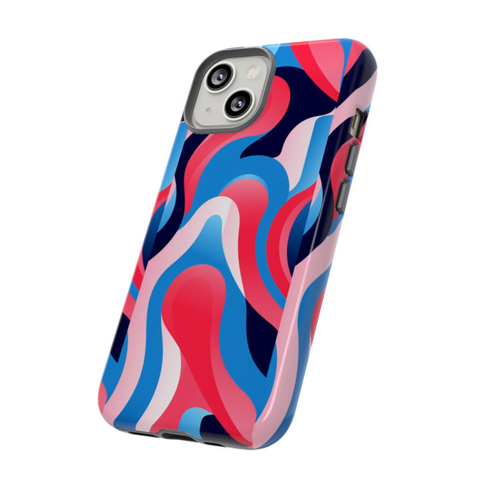 Blauw-Rood Abstract Golvend Patroon