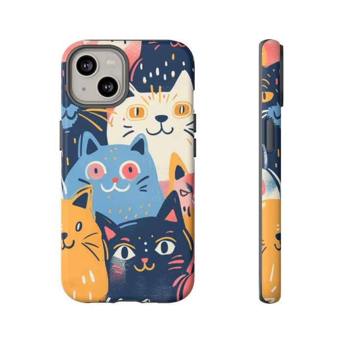 Vrolijk Kattenpatroon in Kleurrijke Illustratie