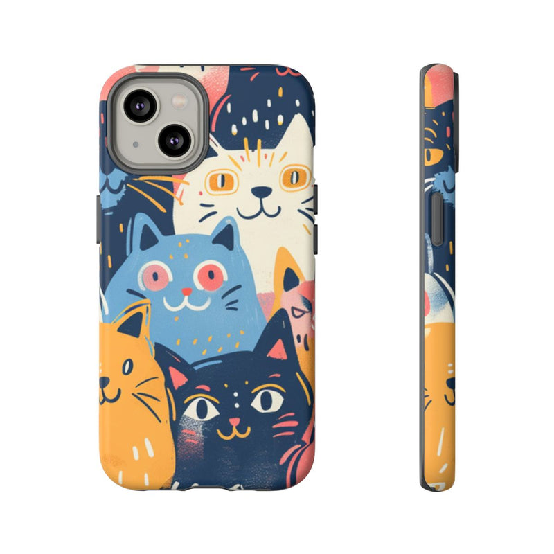 Vrolijk Kattenpatroon in Kleurrijke Illustratie