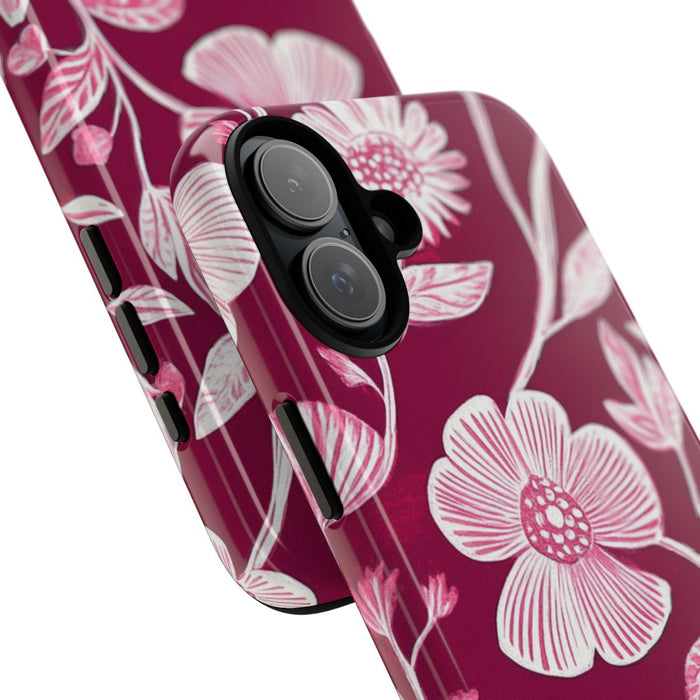Roze en Witte Bloemenprint