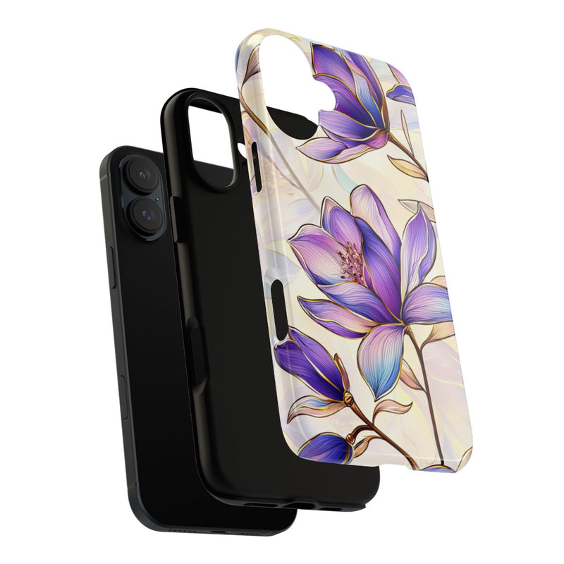 Paarse Magnolia's met Bloemenpatroon