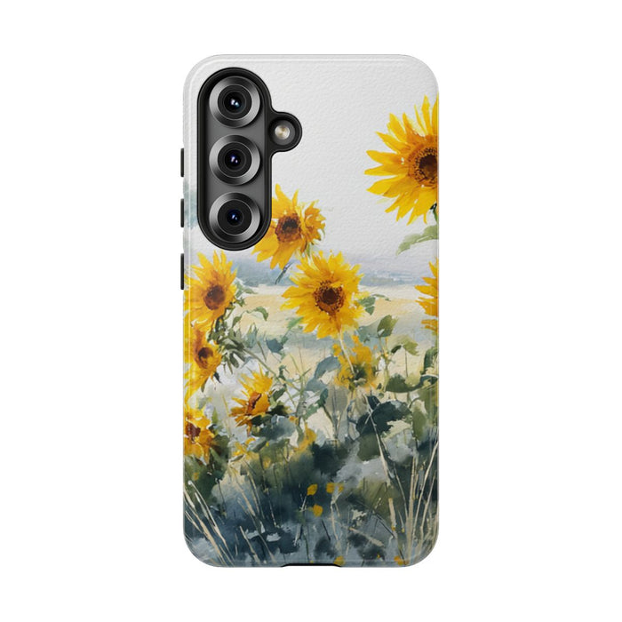 Gele Zonnebloemen in Pastelkleurig Landschap