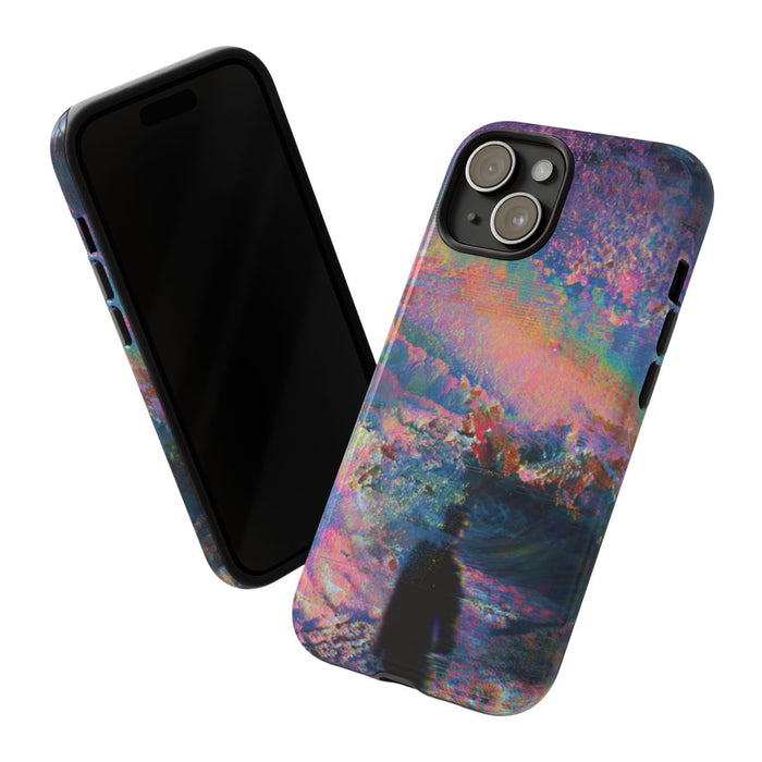 Abstracte Kleurrijke Kosmische Scene met Silhouet