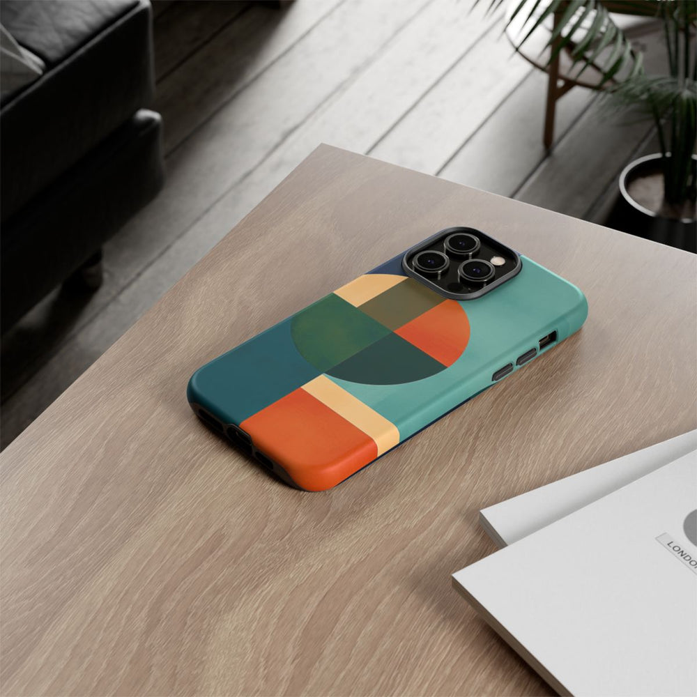 Geometrische Abstracte Vormen in Blauw en Oranje
