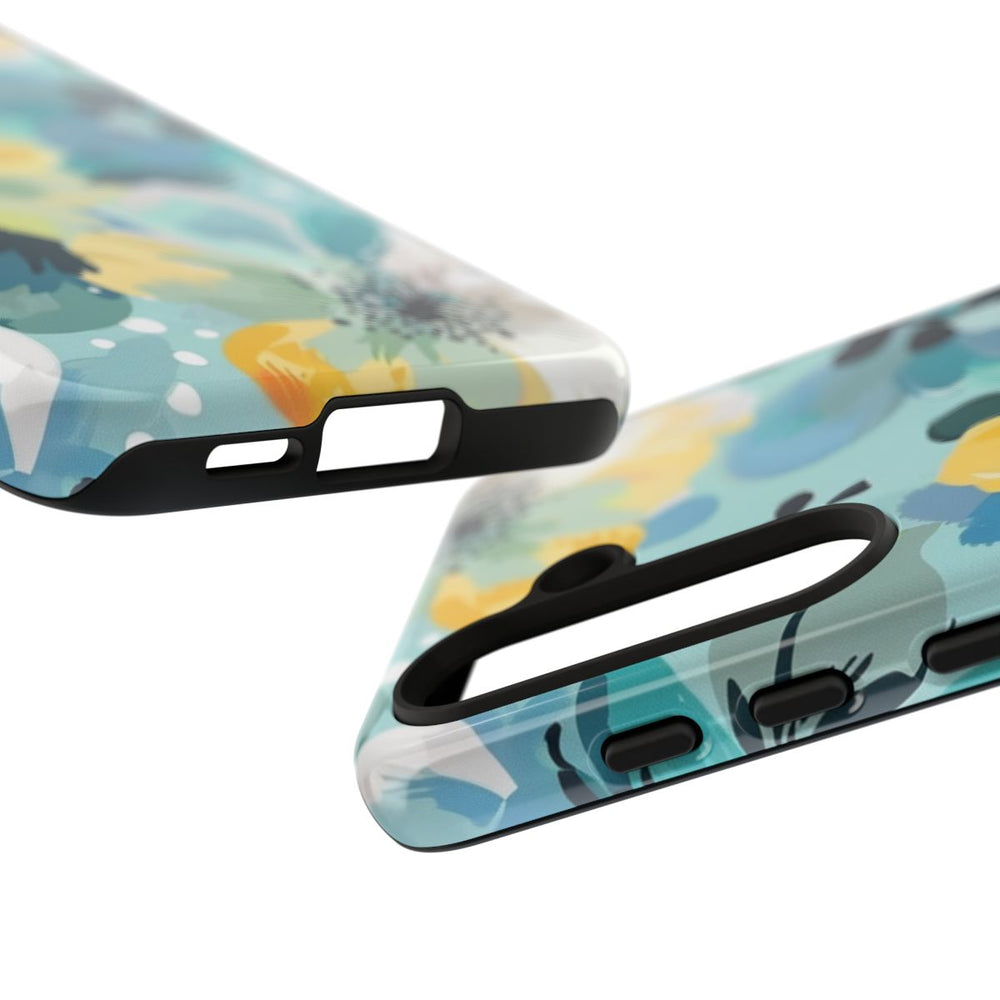 Turquoise Bloemenpatroon met Stippen