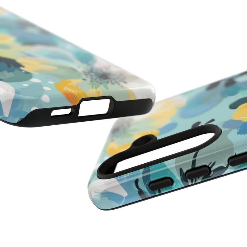 Turquoise Bloemenpatroon met Stippen