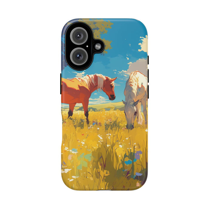 Paarden Grazend in Zonnig Veld