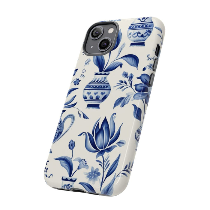 Blauw Bloemmotief met Delfts Vaaspatroon