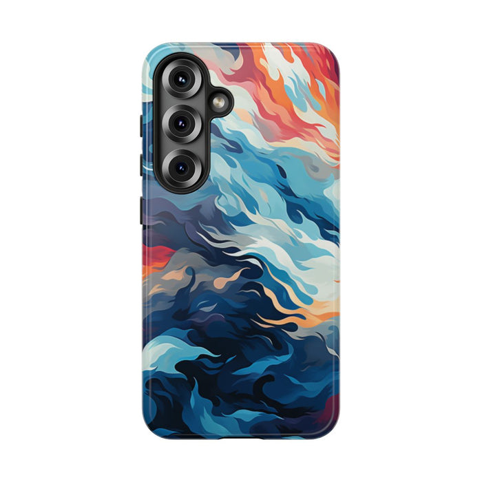 Abstracte Oceaangolven met Vurige Kleuren