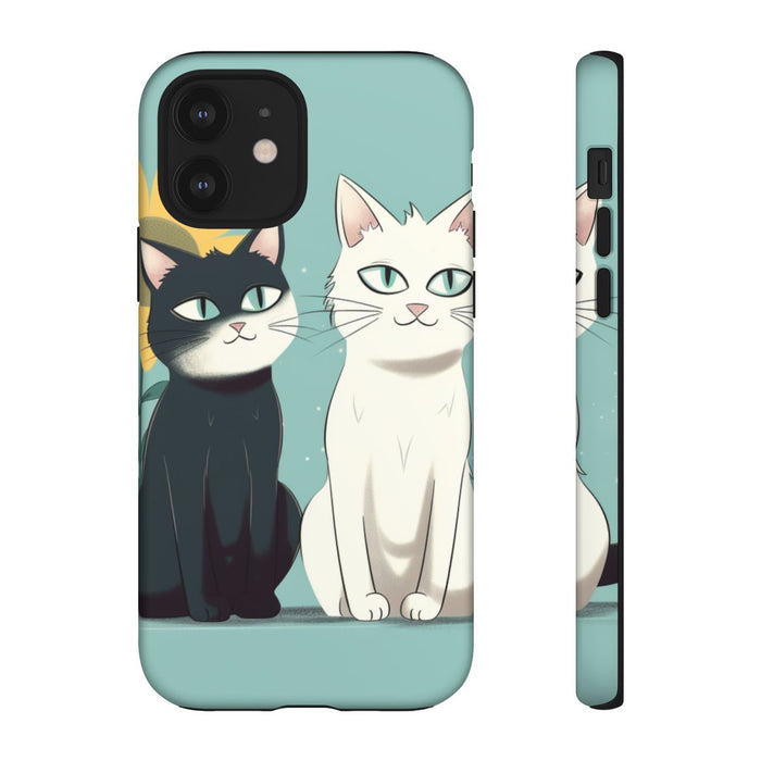 Twee Cartoonkatten met Zonnebloem