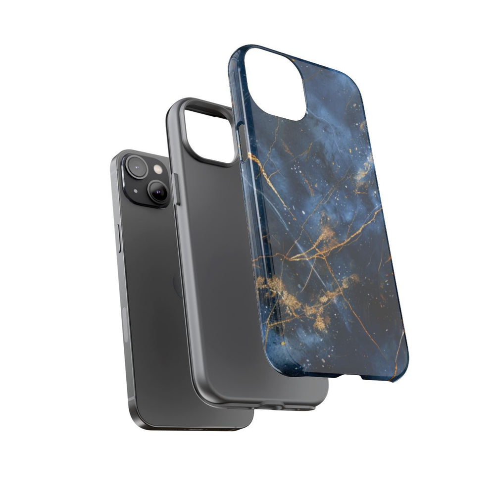Blauw Marmerpatroon met Gouden Adering