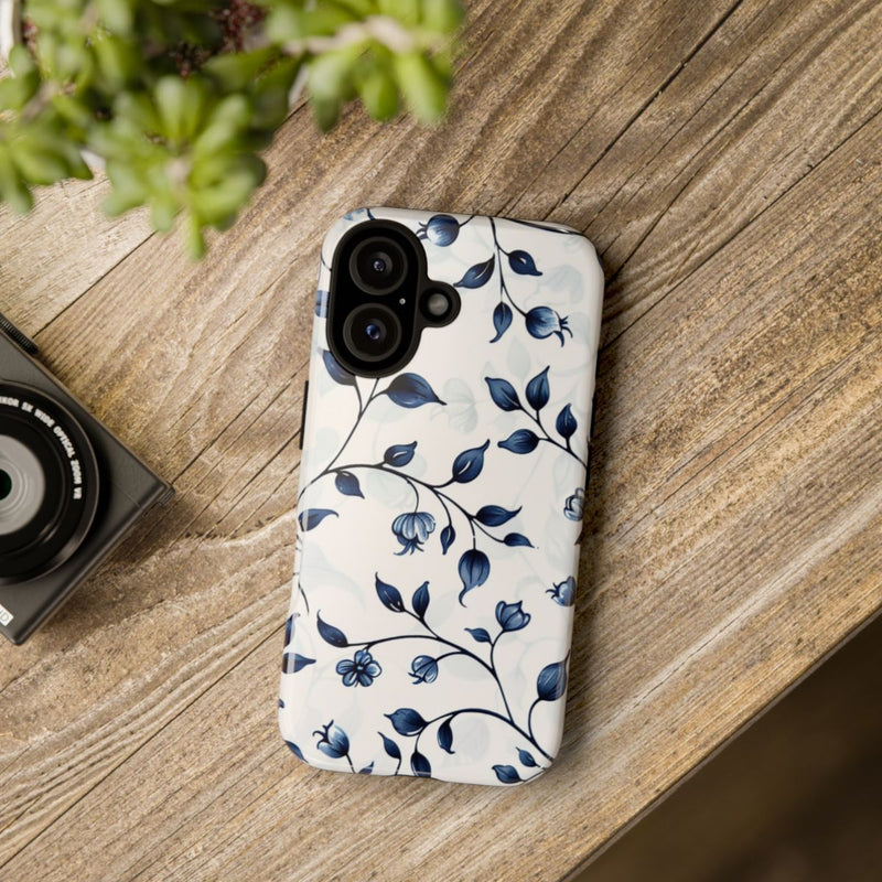 Blauw Bloemenrankenpatroon