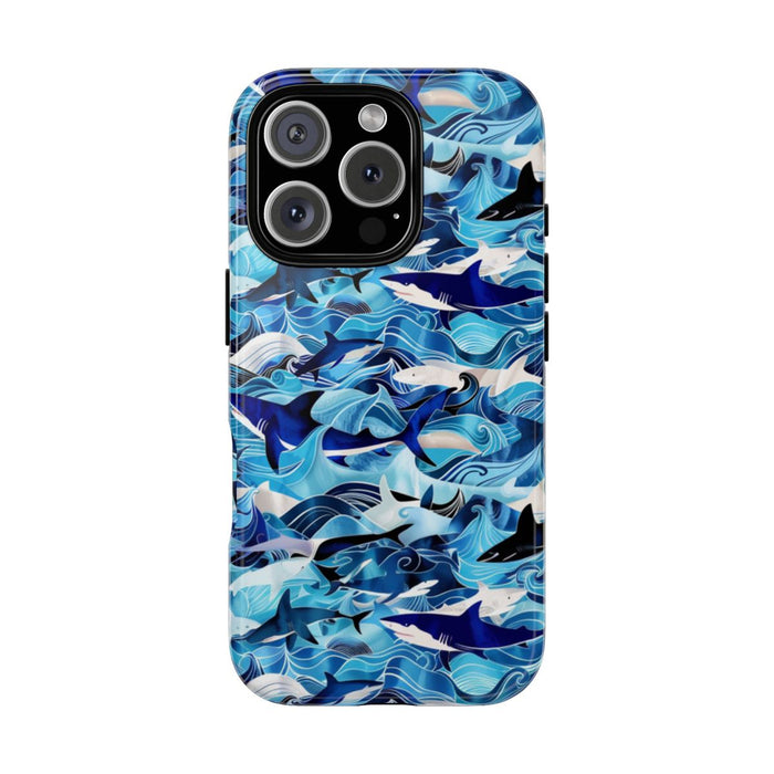 Blauwe Oceaangolven en Haaienpatroon