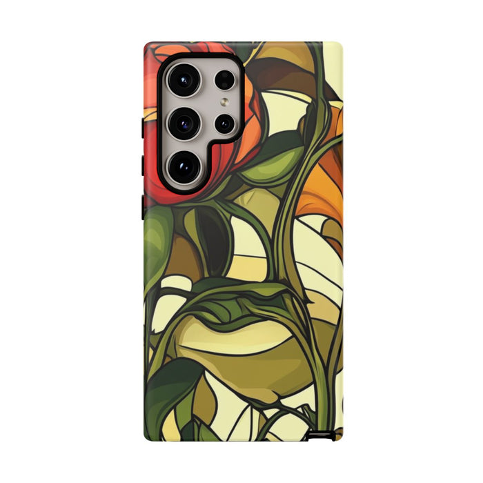 Abstracte Botanische Rood-Oranje Bloemen