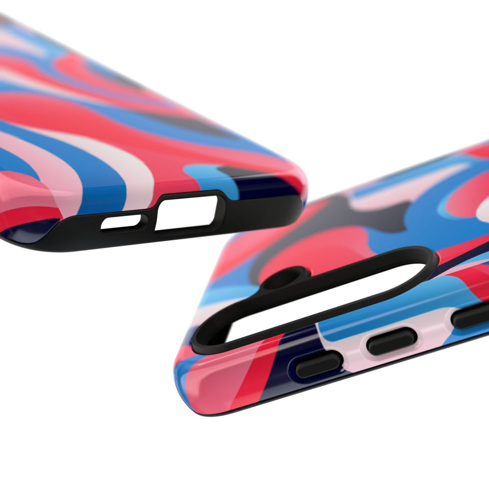 Blauw-Rood Abstract Golvend Patroon