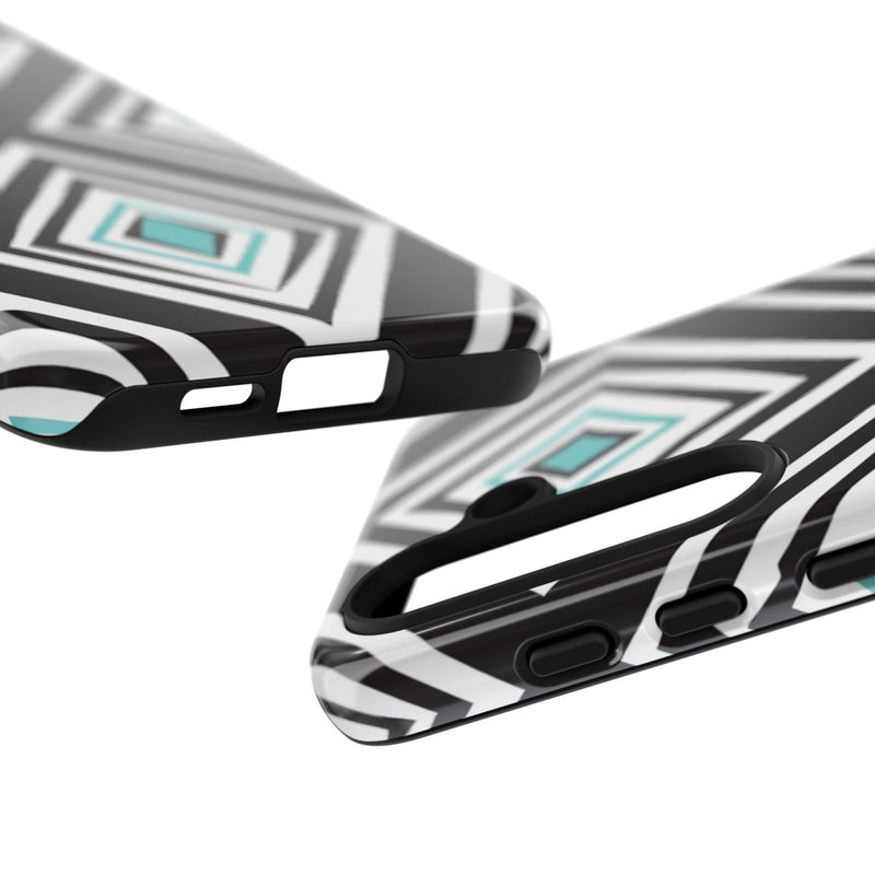 Geometrisch Zwart-Turquoise Diamantpatroon