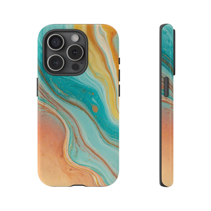 Oranje en Teal Marmer Abstract