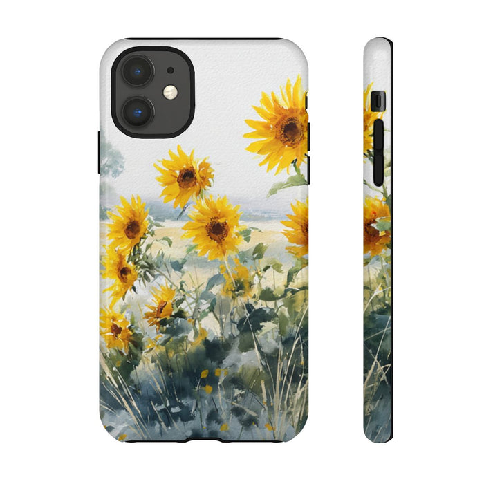 Gele Zonnebloemen in Pastelkleurig Landschap